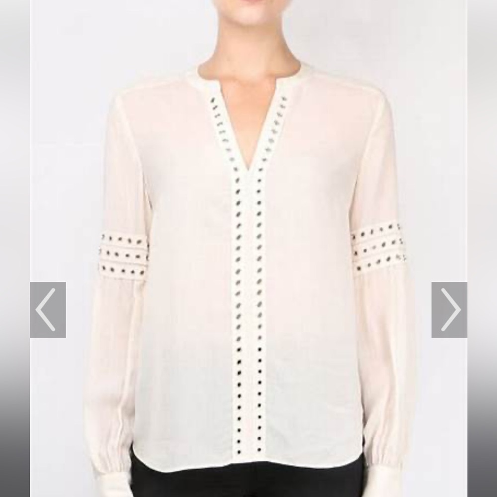 Veronica Beard Cream Textured Blouse